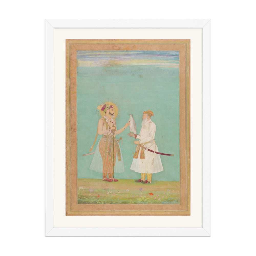 Shah Jahan and an Elderly Courtier with a Falcon | Restored Mughal Wall Art — view 6