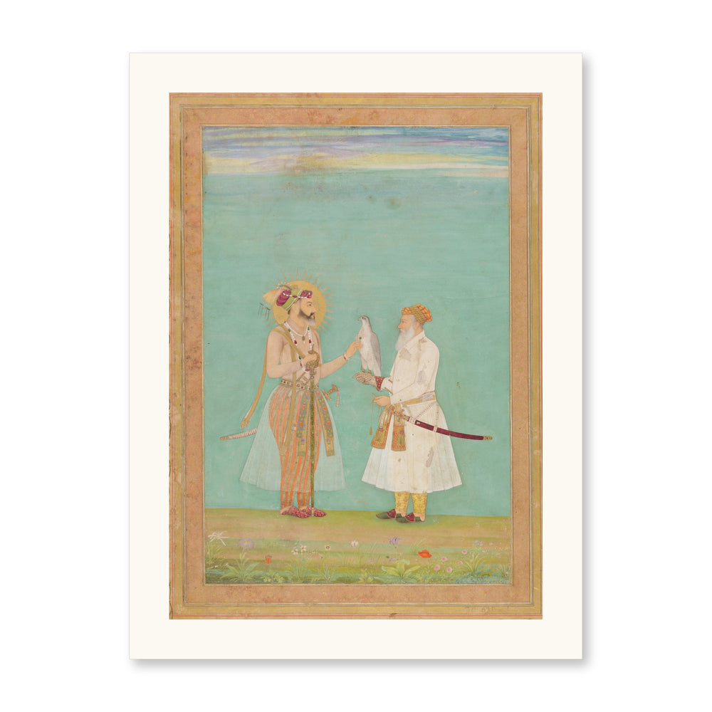 Shah Jahan and an Elderly Courtier with a Falcon | Restored Mughal Wall Art — view 7