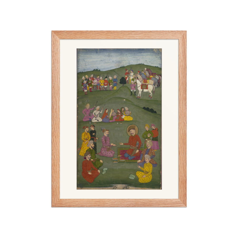 Royal Gathering in a Landscape — Restored Mughal Wall Art — view 4