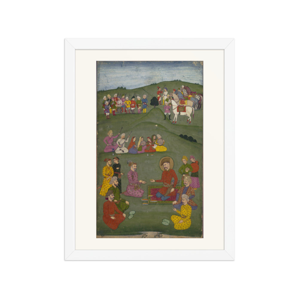 Royal Gathering in a Landscape — Restored Mughal Wall Art — view 6