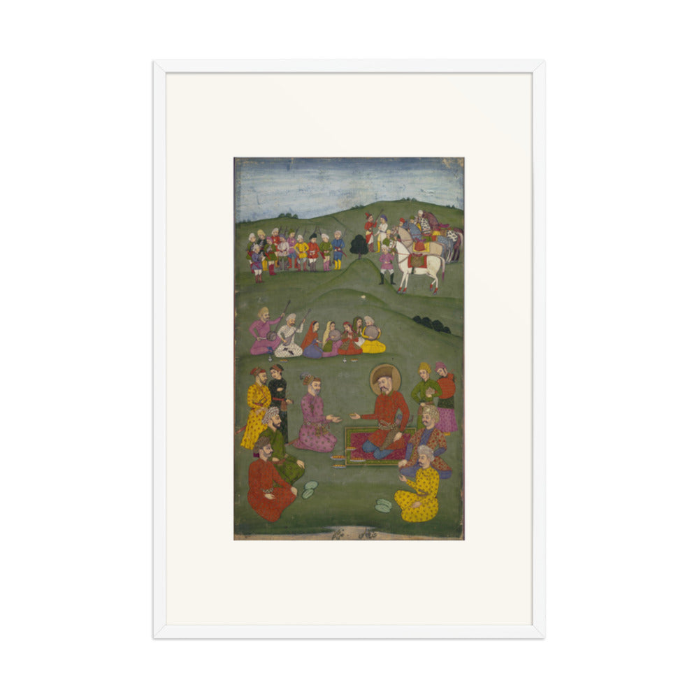 Royal Gathering in a Landscape — Restored Mughal Wall Art — view 10