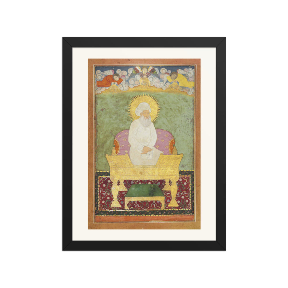 Enthroned Sage with a Golden Halo — Restored Mughal Wall Art — view 2