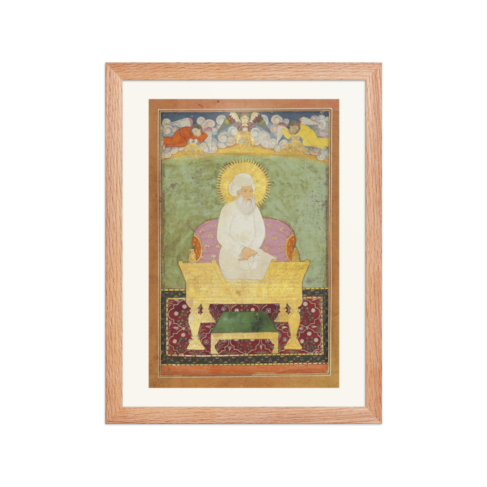 Enthroned Sage with a Golden Halo — Restored Mughal Wall Art — view 4