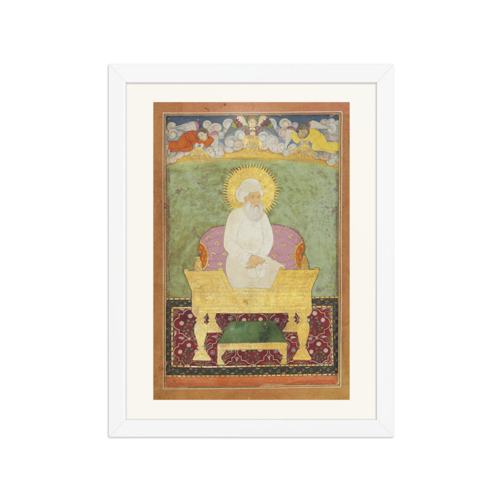 Enthroned Sage with a Golden Halo — Restored Mughal Wall Art — view 6