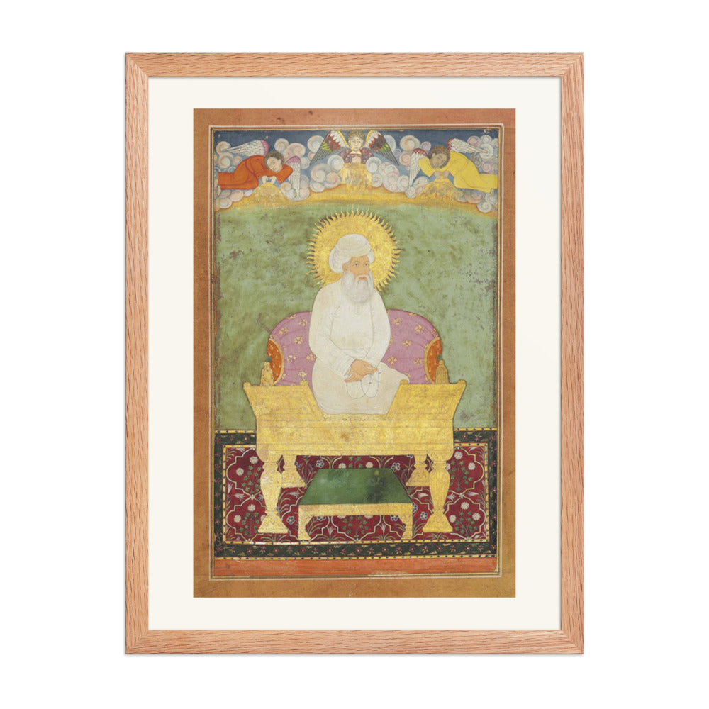 Enthroned Sage with a Golden Halo — Restored Mughal Wall Art — view 3