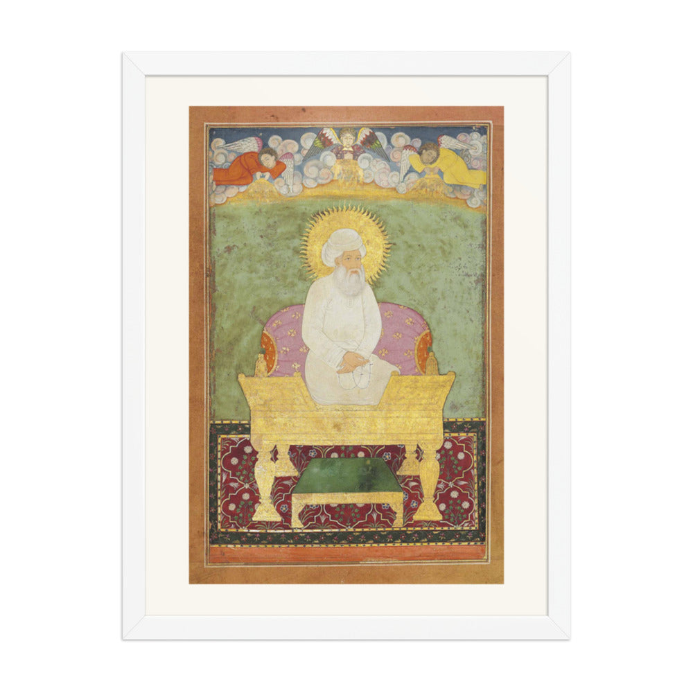 Enthroned Sage with a Golden Halo — Restored Mughal Wall Art — view 5