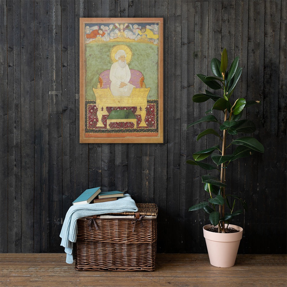 Enthroned Sage with a Golden Halo — Restored Mughal Wall Art — view 8