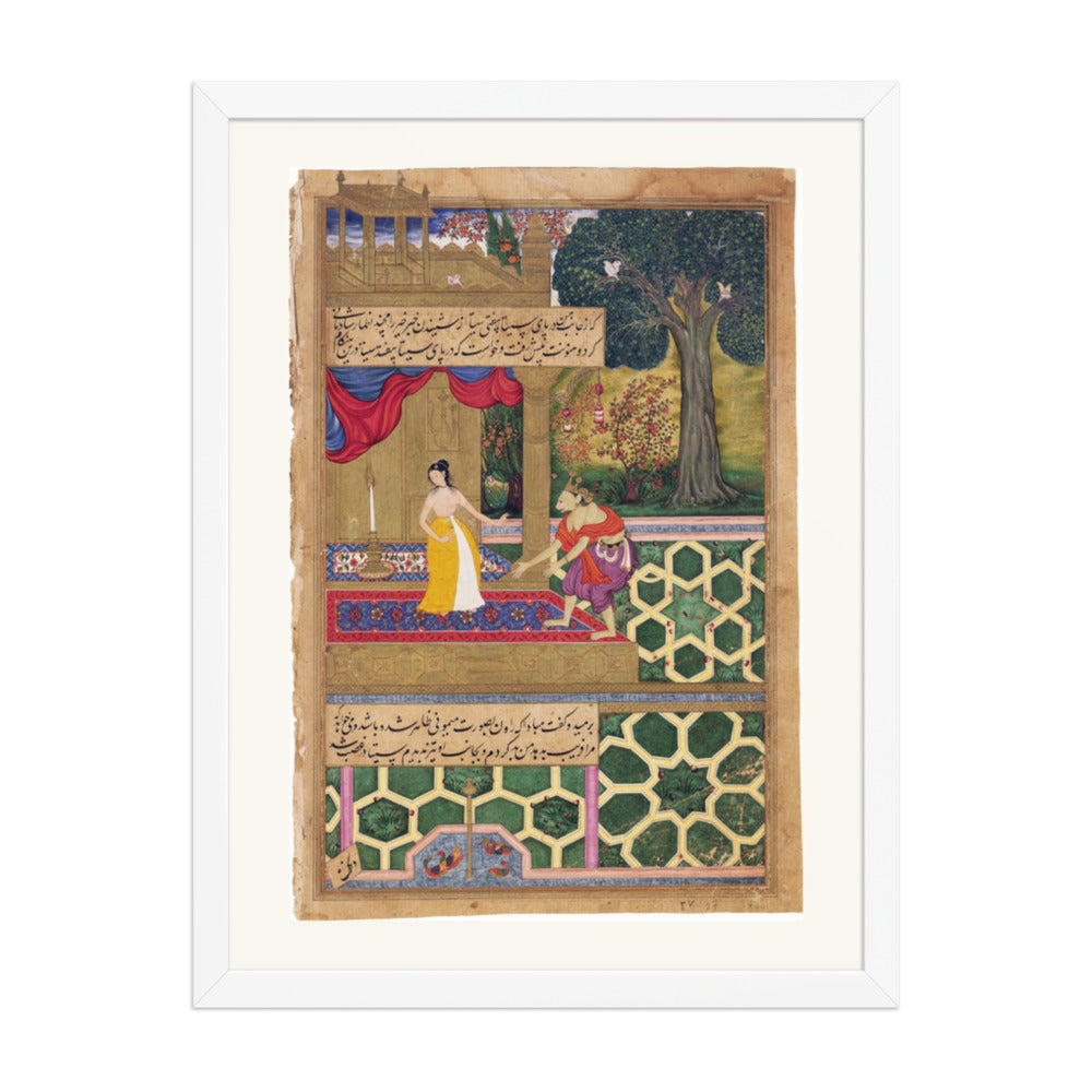 Sita Shies Away from Hanuman — Ramayana Folio | Restored Mughal Wall Art — view 5