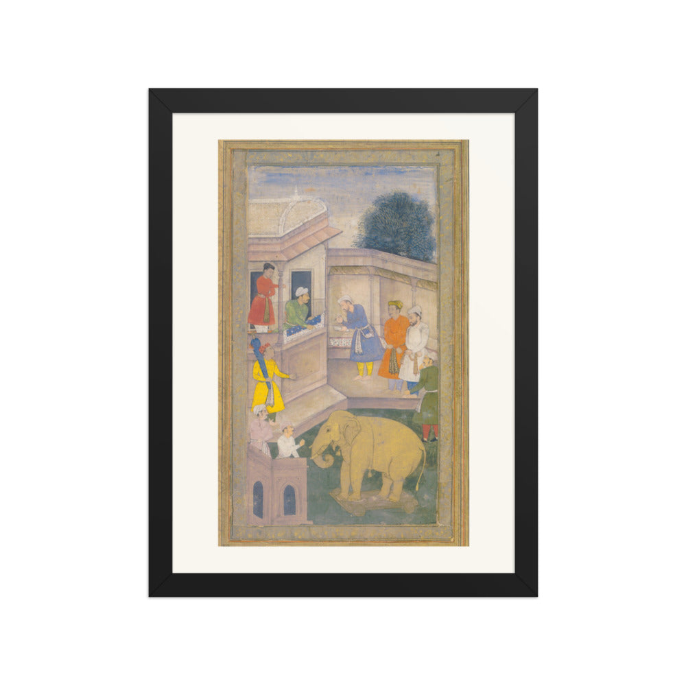 The Goldsmith and the Elephant — Mughal Folio | Restored Mughal Wall Art — view 2