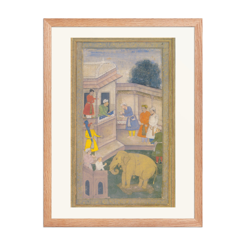 The Goldsmith and the Elephant — Mughal Folio | Restored Mughal Wall Art — view 3