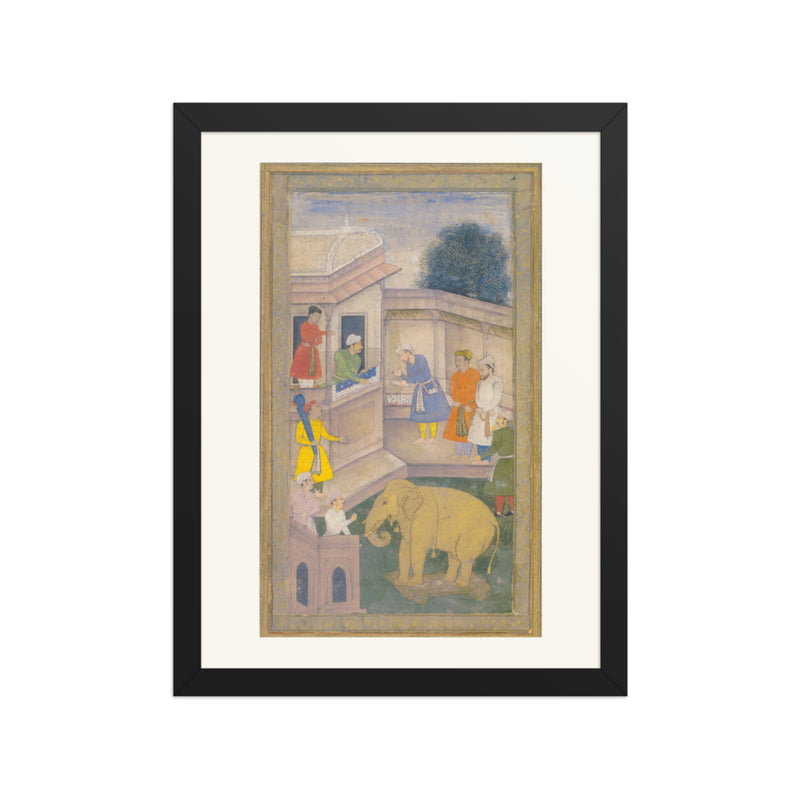 The Goldsmith and the Elephant — Mughal Folio | Restored Mughal Wall Art