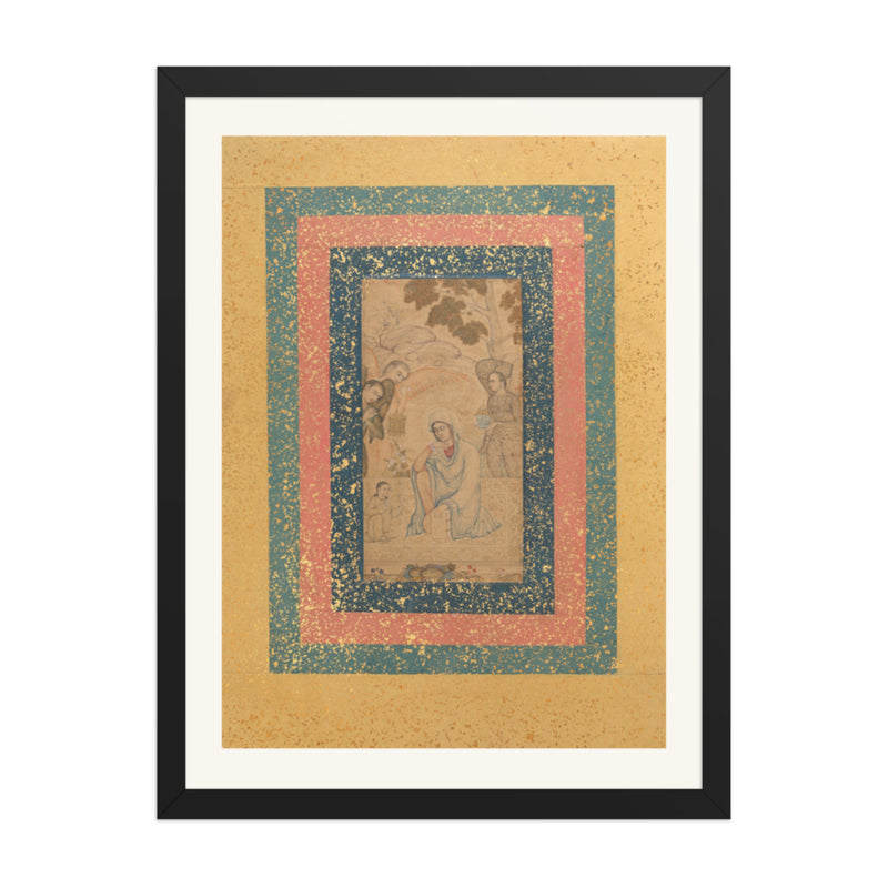 The Virgin and Child Attended by Angels — Mughal Nim Qalam | Restored Mughal Wall Art