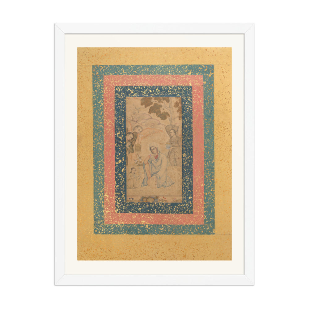 The Virgin and Child Attended by Angels — Mughal Nim Qalam | Restored Mughal Wall Art — view 5