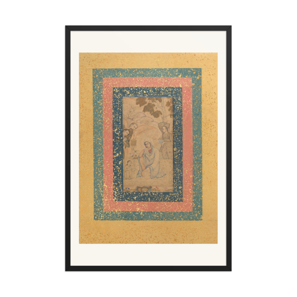 The Virgin and Child Attended by Angels — Mughal Nim Qalam | Restored Mughal Wall Art — view 7