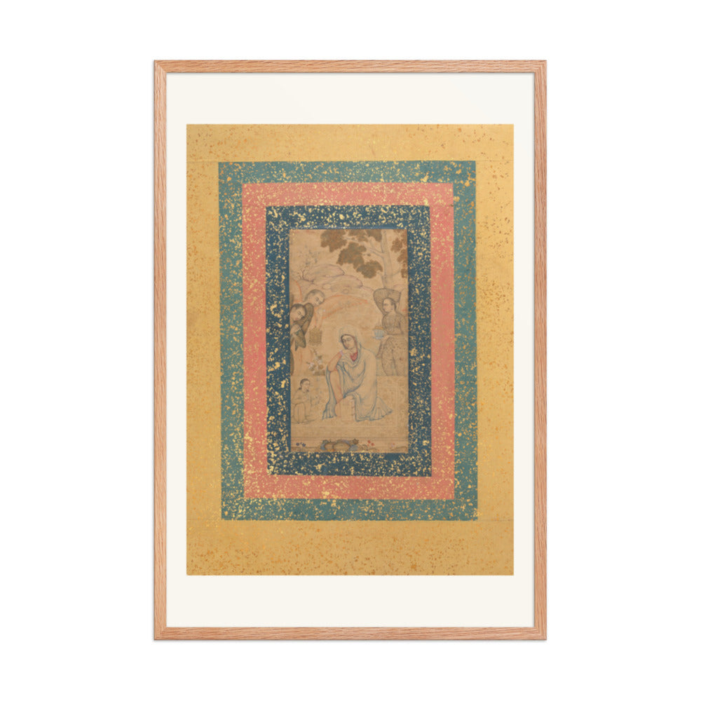 The Virgin and Child Attended by Angels — Mughal Nim Qalam | Restored Mughal Wall Art — view 8