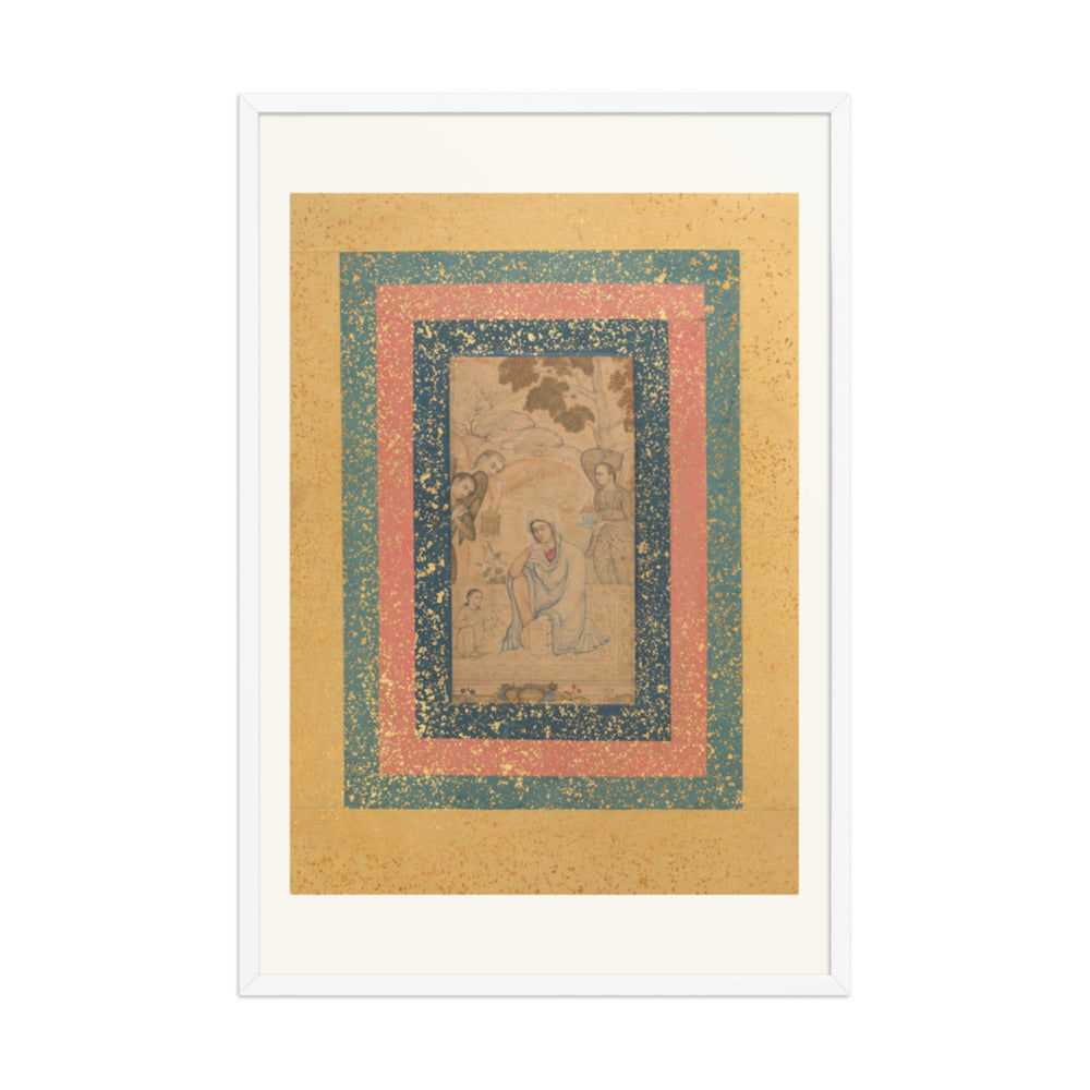 The Virgin and Child Attended by Angels — Mughal Nim Qalam | Restored Mughal Wall Art — view 9