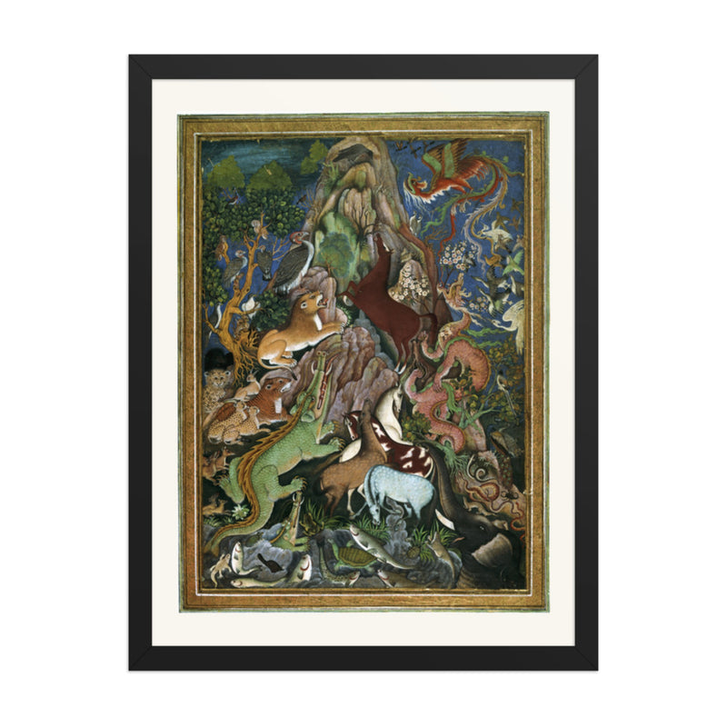 The Crow Addresses the Animals — Fable Painting | Restored Mughal Wall Art