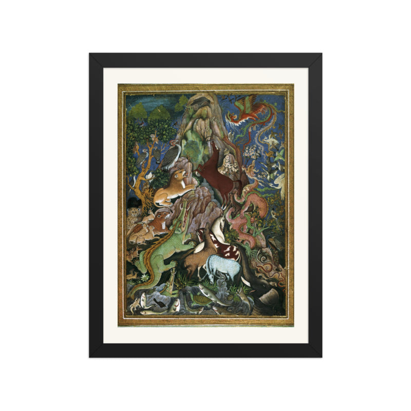 The Crow Addresses the Animals — Fable Painting | Restored Mughal Wall Art
