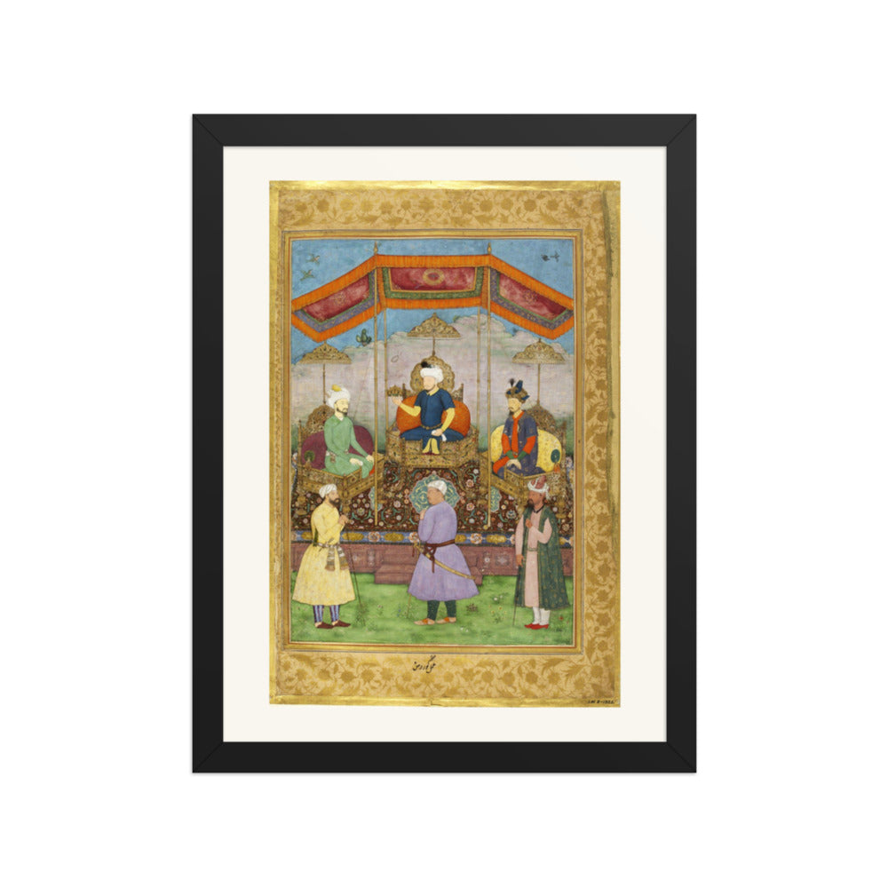 Ruler Enthroned Beneath a Canopy — Restored Mughal Wall Art — view 2