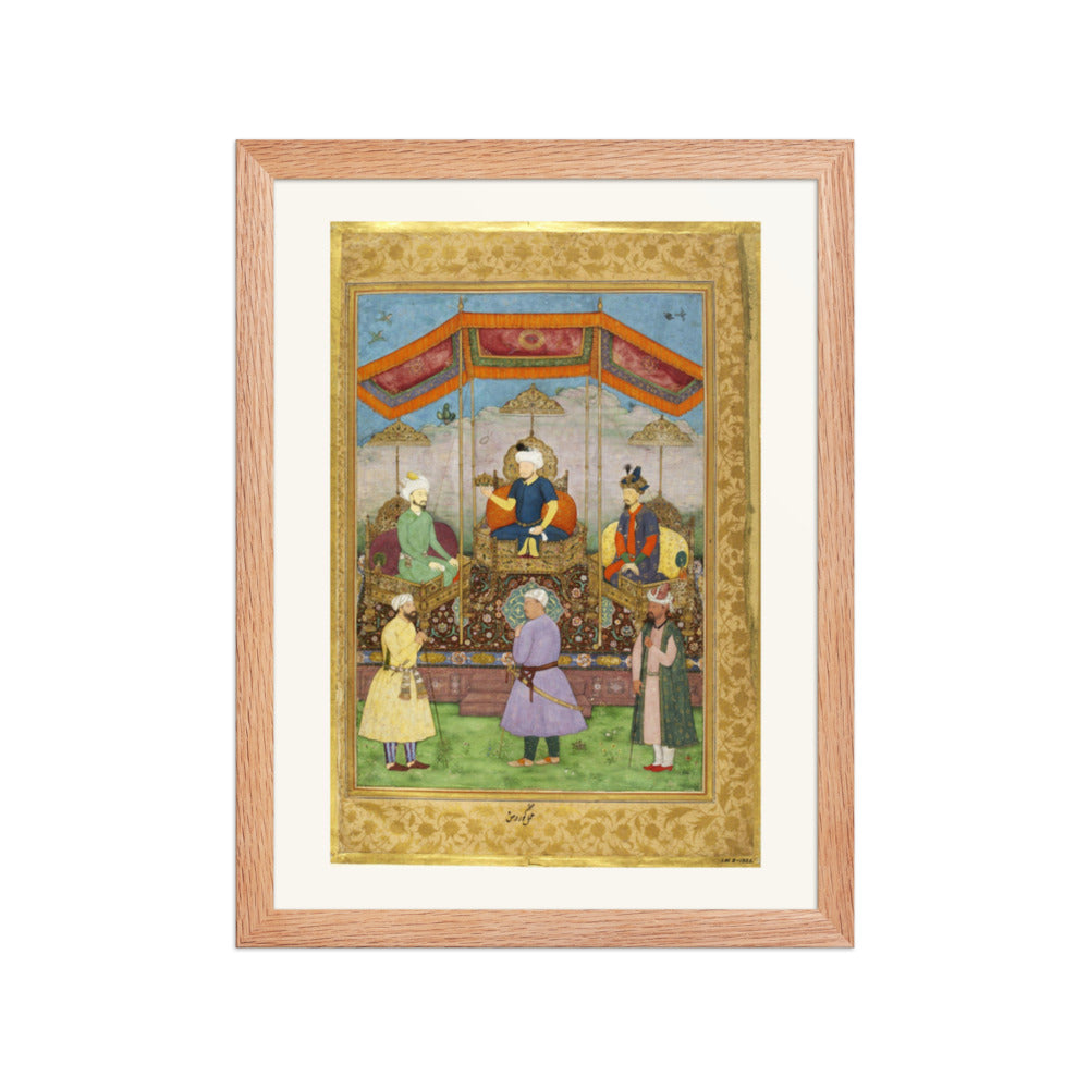 Ruler Enthroned Beneath a Canopy — Restored Mughal Wall Art — view 4