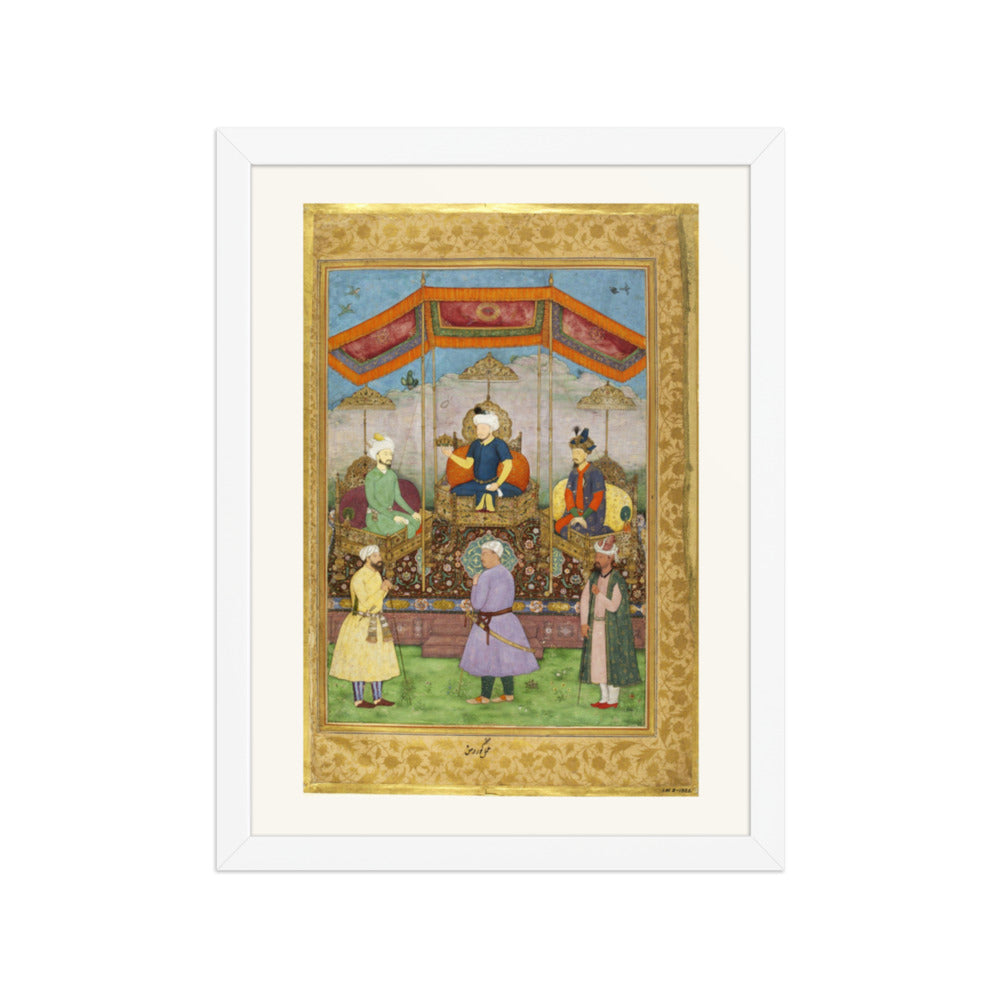 Ruler Enthroned Beneath a Canopy — Restored Mughal Wall Art — view 6