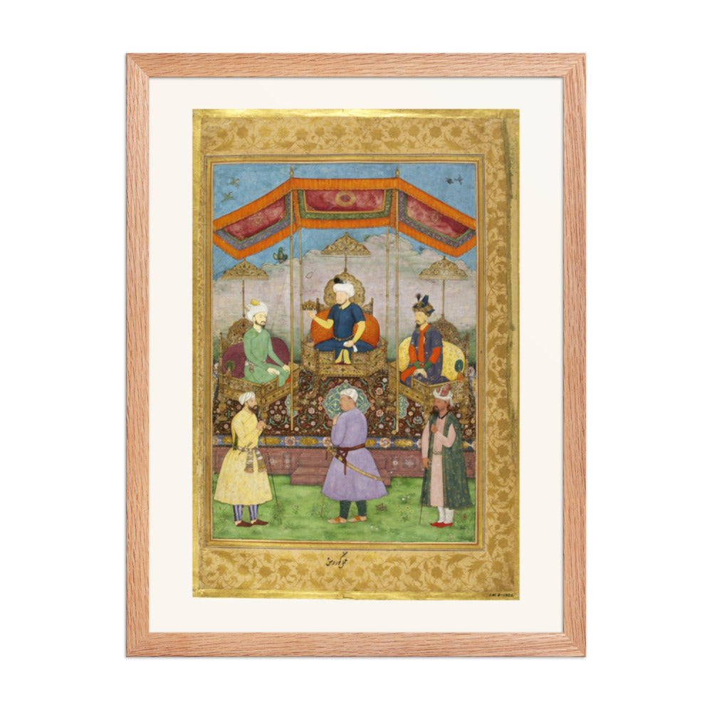Ruler Enthroned Beneath a Canopy — Restored Mughal Wall Art — view 3