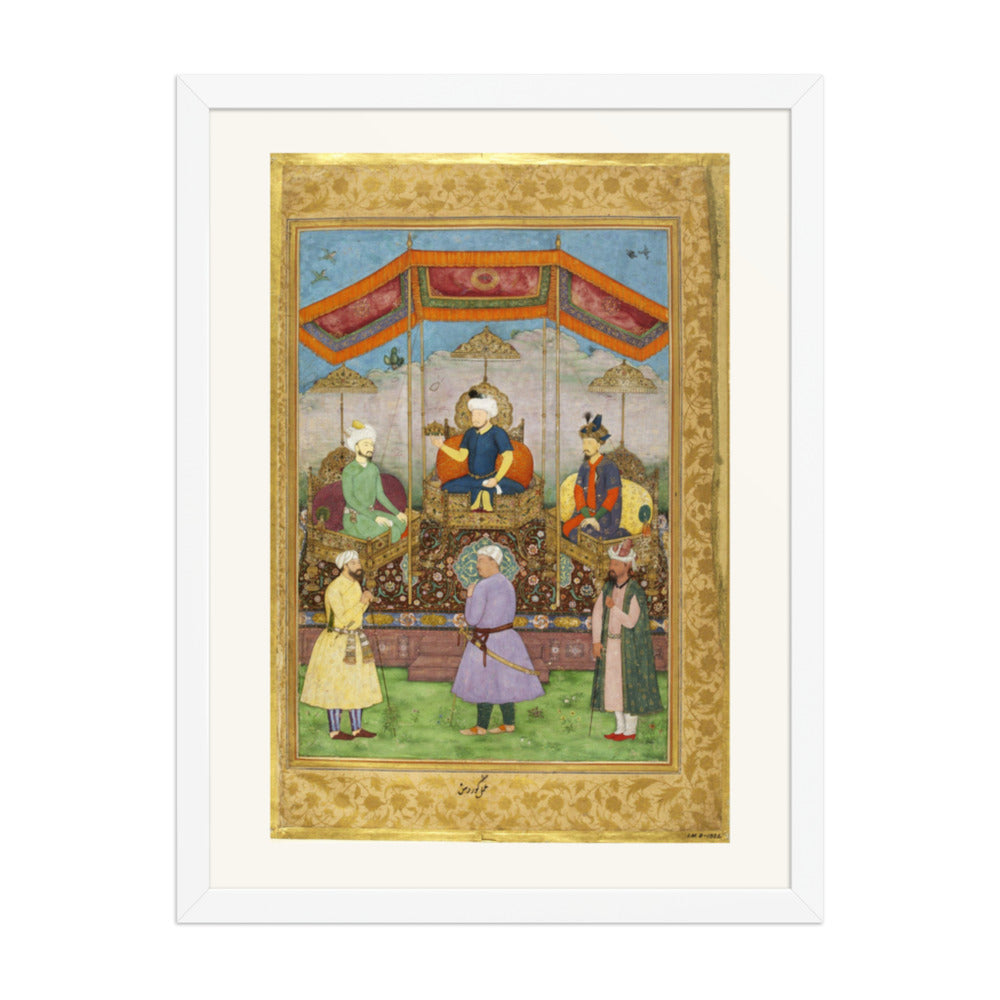 Ruler Enthroned Beneath a Canopy — Restored Mughal Wall Art — view 5