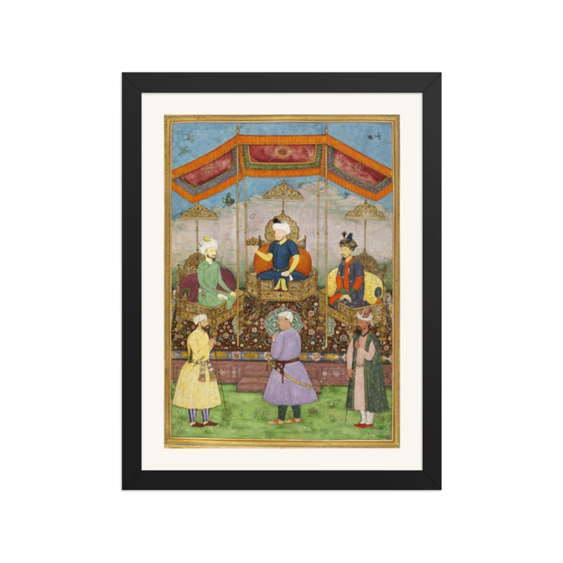 Ruler Enthroned Beneath a Canopy — Restored Mughal Wall Art