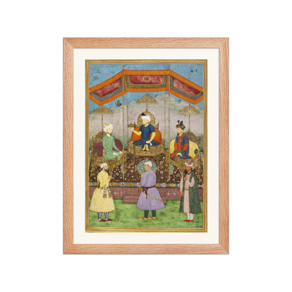 Ruler Enthroned Beneath a Canopy — Restored Mughal Wall Art — view 2