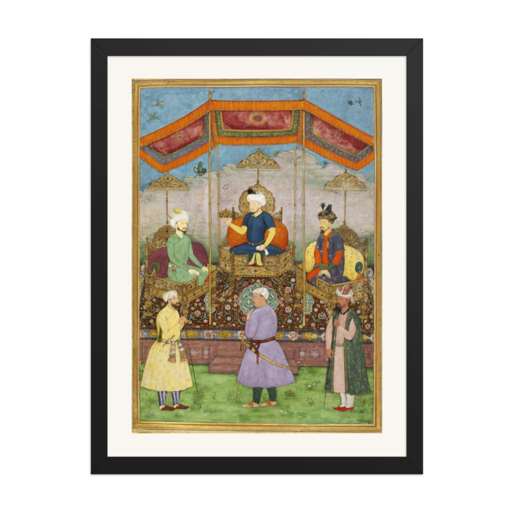 Ruler Enthroned Beneath a Canopy — Restored Mughal Wall Art — view 4