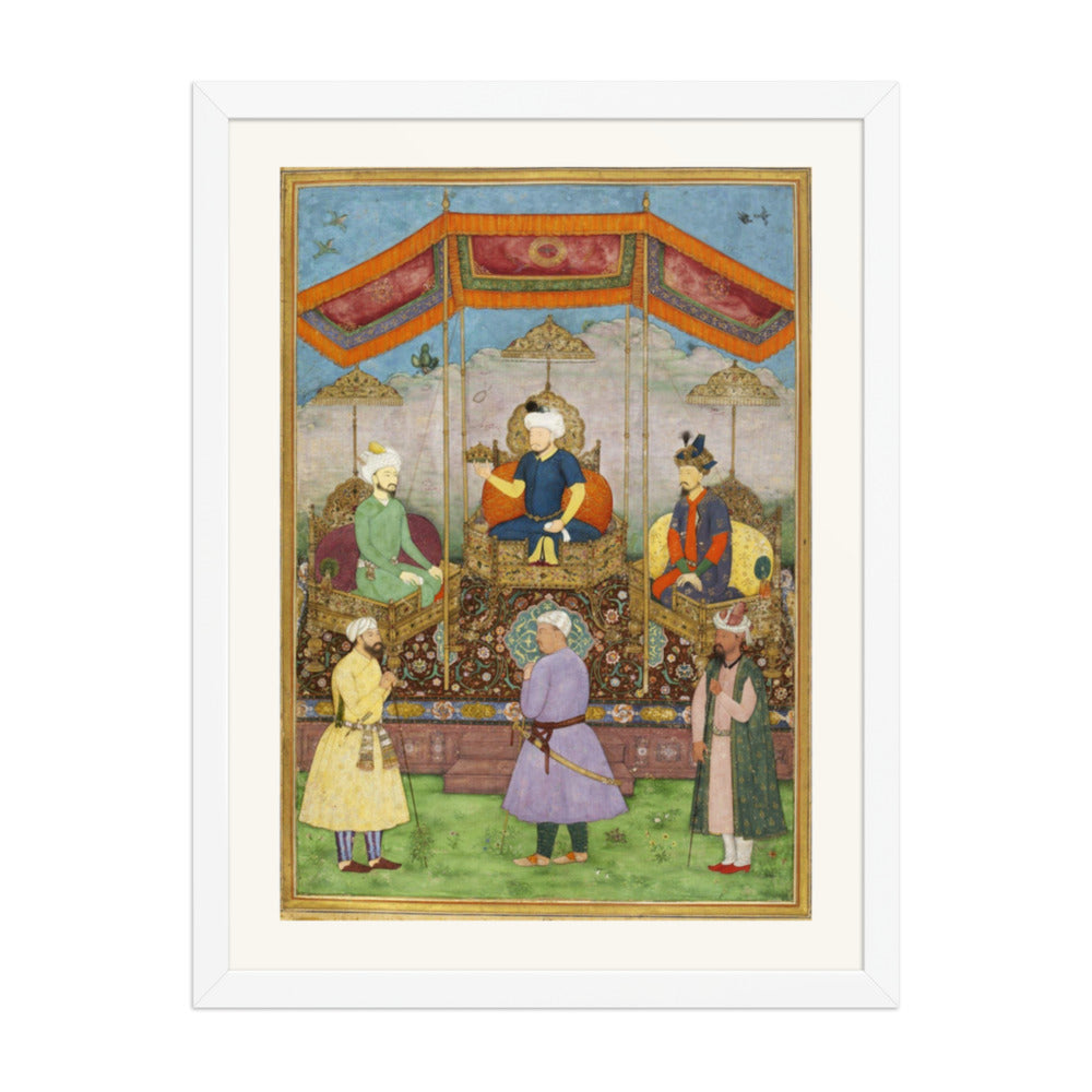Ruler Enthroned Beneath a Canopy — Restored Mughal Wall Art — view 6