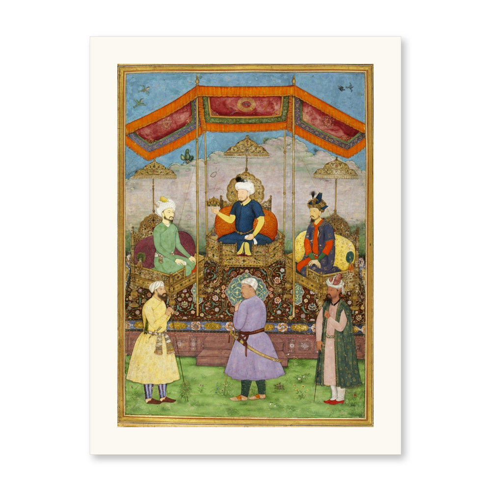Ruler Enthroned Beneath a Canopy — Restored Mughal Wall Art — view 7