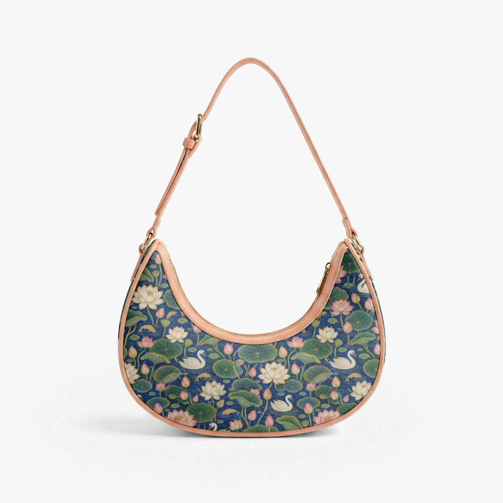 Kamal Talai — Lotus Pond Navy Crescent Shoulder Bag — view 5
