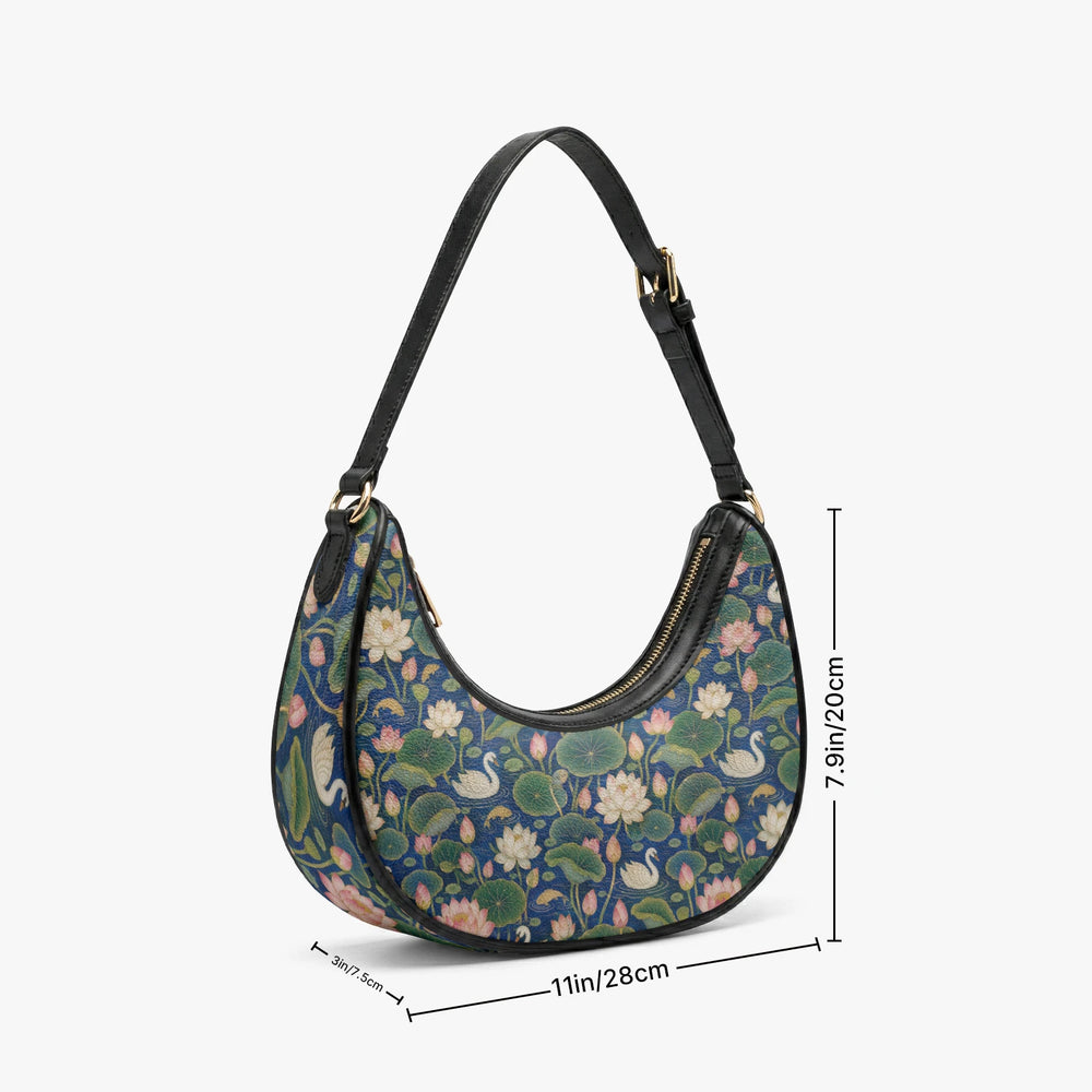 Kamal Talai — Lotus Pond Navy Crescent Shoulder Bag — view 10