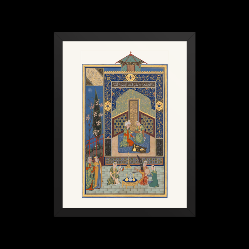 Bahram Gur in the Turquoise Palace on Wednesday — Herat, 1525 | Restored Persian Wall Art