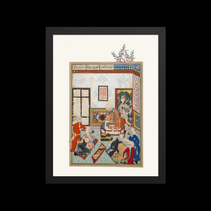 King Salih of Syria Entertaining Two Dervishes — Bustan of Sa'di | Restored Persian Wall Art