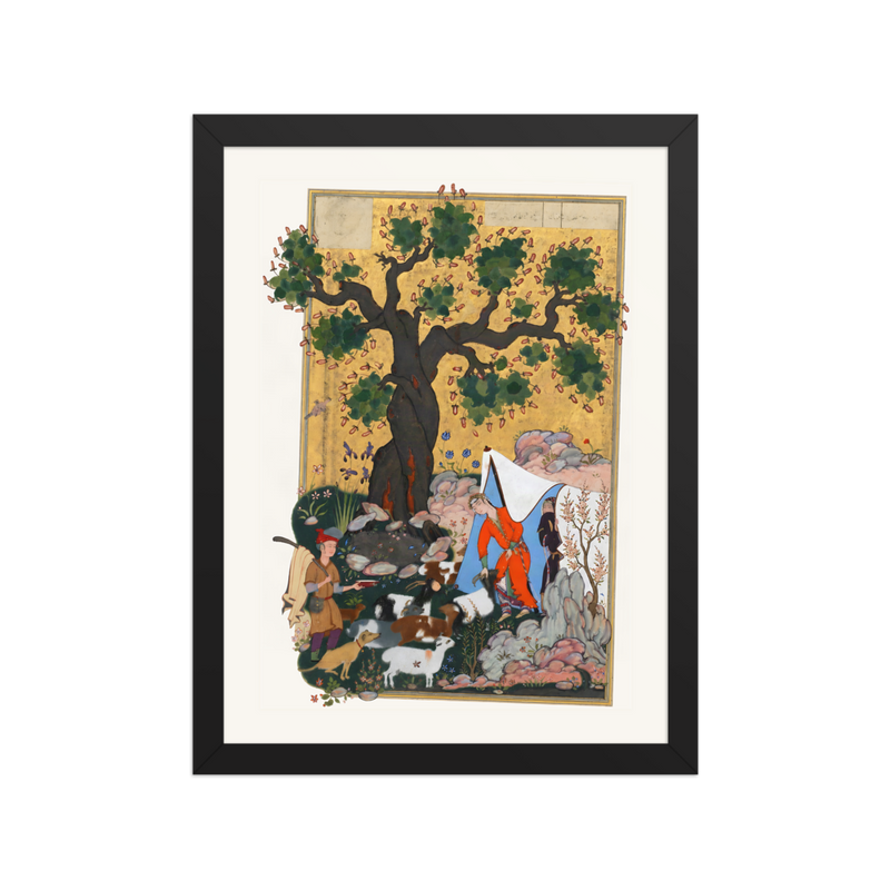 Majnun Comes Before Layli Disguised as a Sheep | Restored Persian Miniature