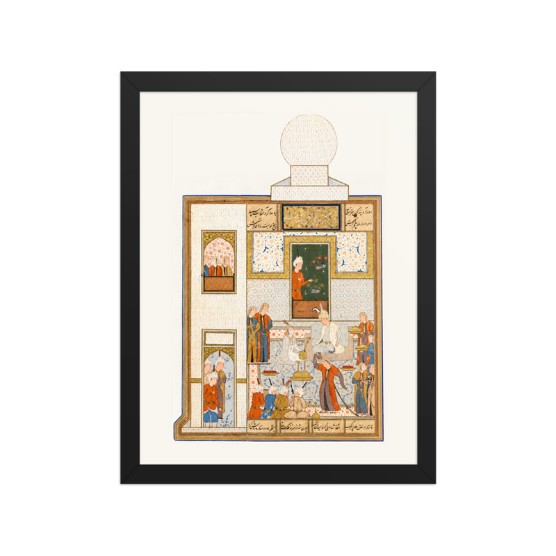 Bahram Visits the White Domed Pavilion — Khamsa of Nizami | Restored Persian Wall Art