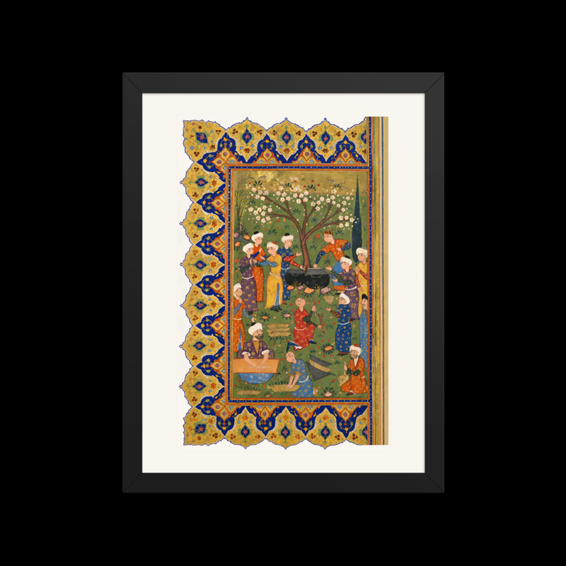 Preparation for a Noon-Day Meal — Divan of Mir 'Ali Shir | Restored Persian Wall Art