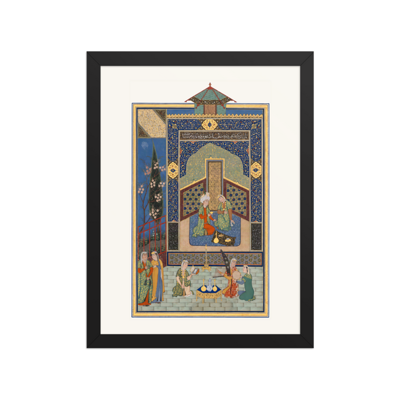 Bahram Gur in the Turquoise Palace on Wednesday — Herat, 1525 | Restored Persian Wall Art