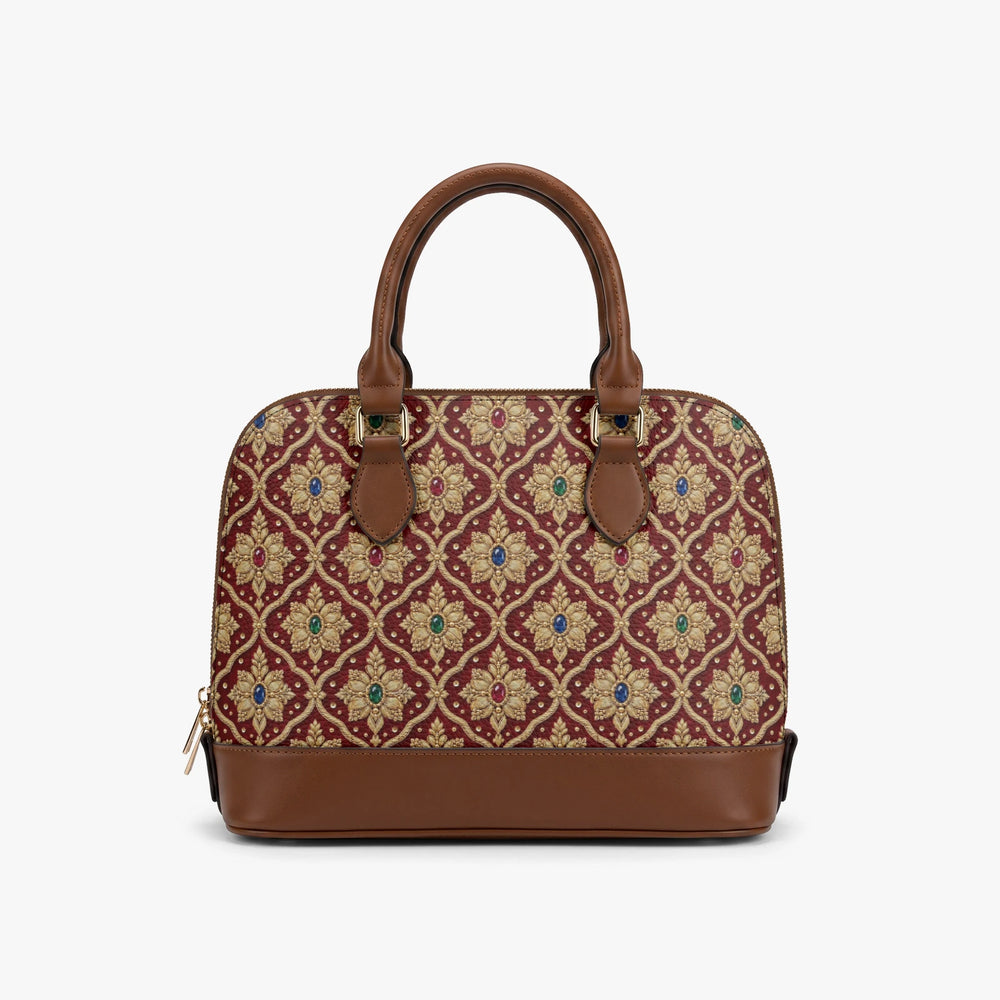 Shahi Zardozi — Wine & Gold Dome Handbag — view 3
