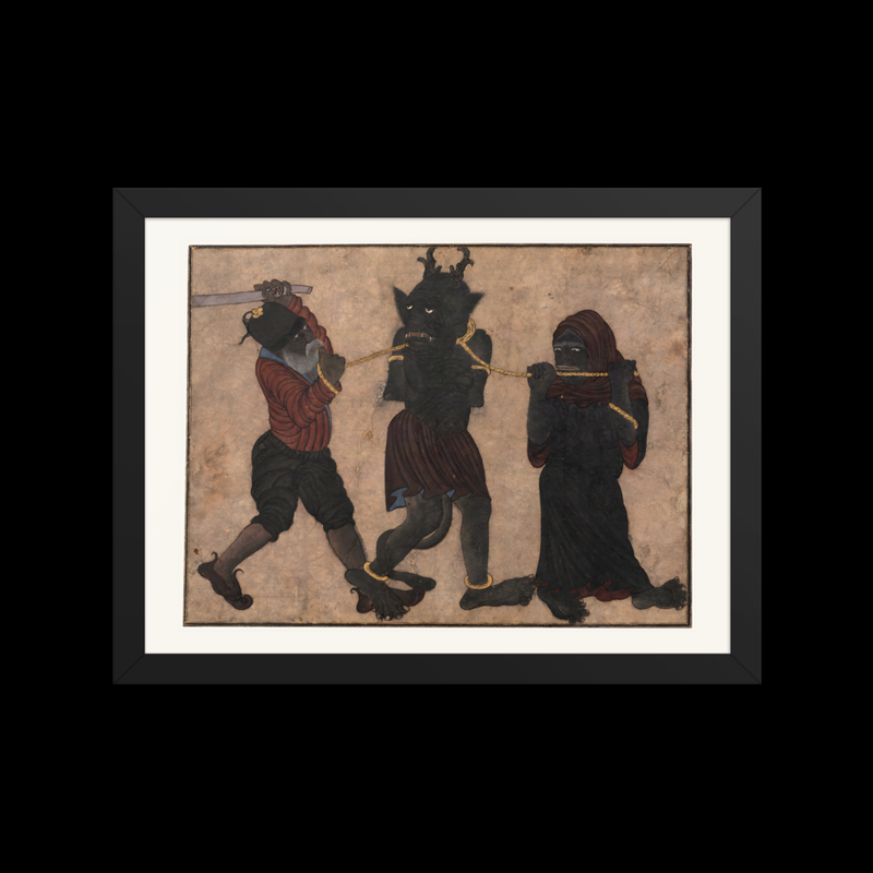 Demon in Chains — Timurid Album Leaf | Restored Persian Wall Art