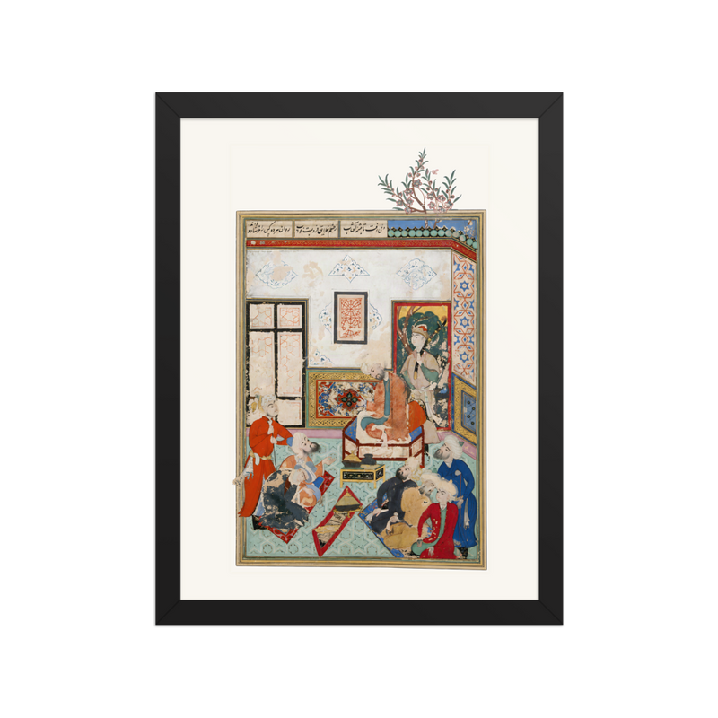 King Salih of Syria Entertaining Two Dervishes — Bustan of Sa'di | Restored Persian Wall Art