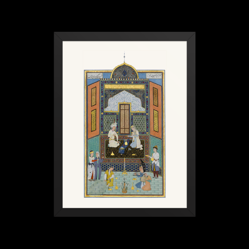 Bahram Gur in the White Palace on Friday — Herat, 1525 | Restored Persian Wall Art
