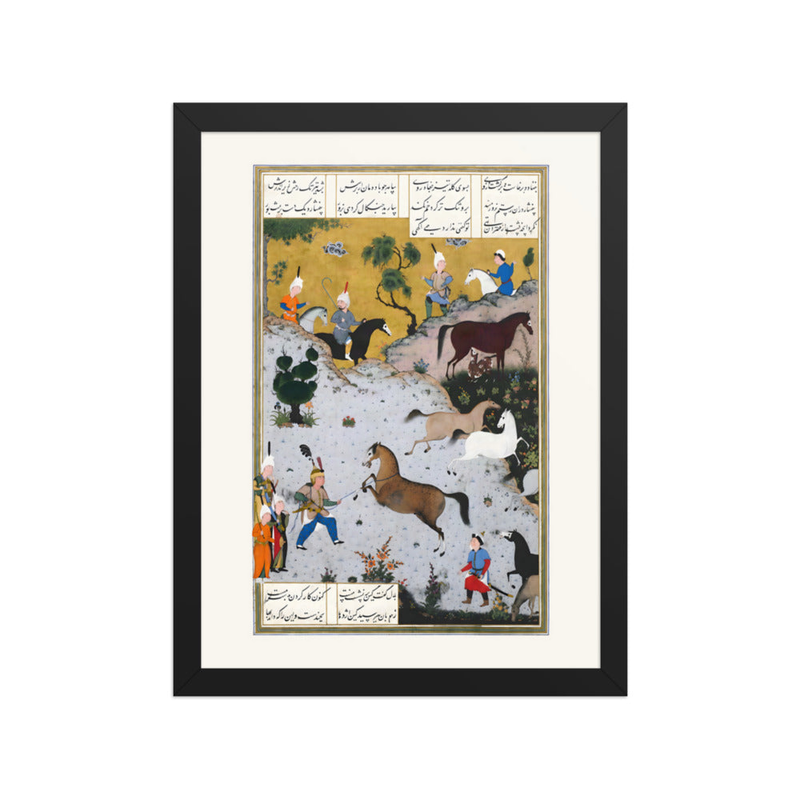 Rustam Lassoes Rakhsh from the Herd | Restored Persian Miniature