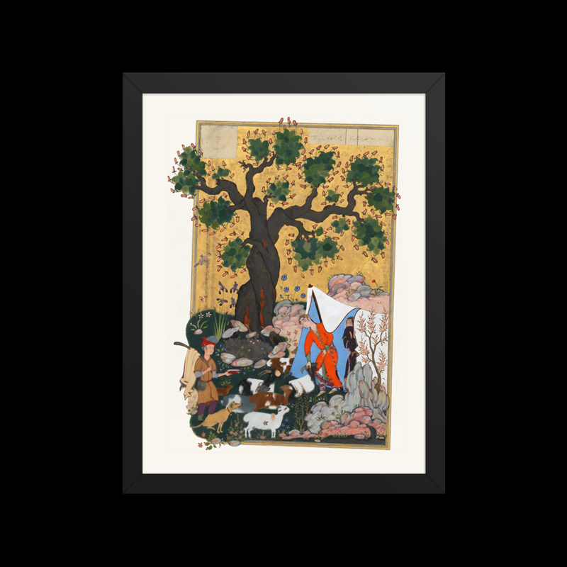 Majnun Comes Before Layli Disguised as a Sheep | Restored Persian Miniature