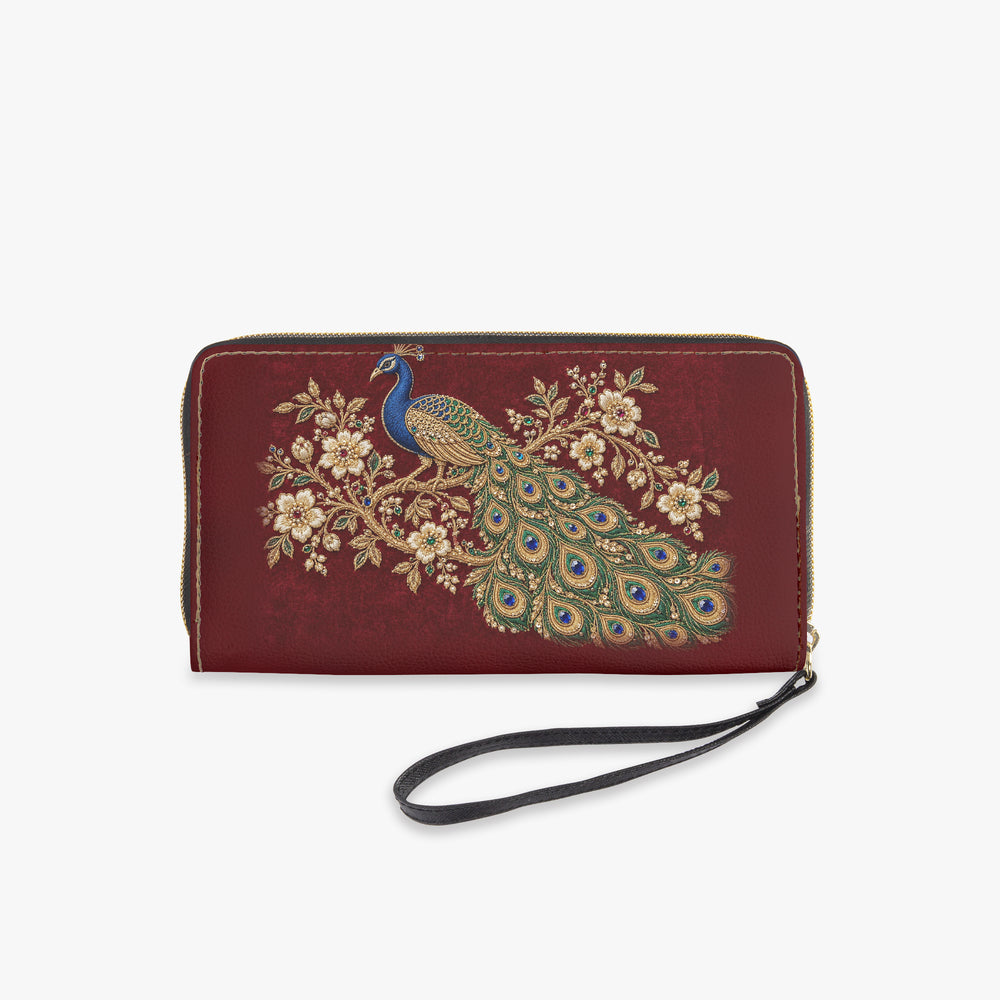 Zardozi Peacock — Maroon & Gold Wristlet Clutch Wallet — view 5