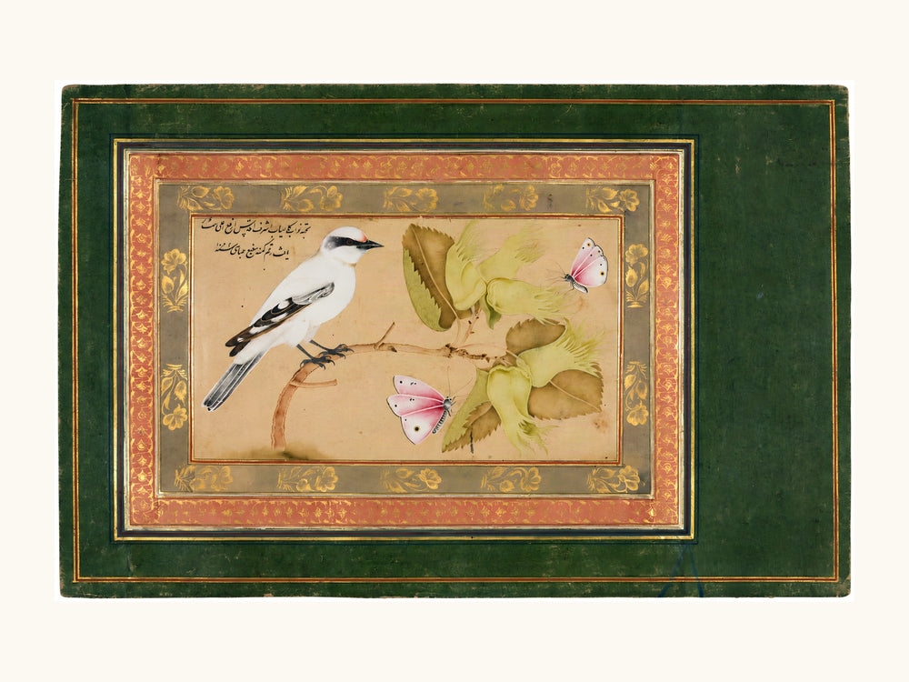 Bird on a Flowering Shrub — Isfahan, 1651 | Restored Persian Wall Art — view 10