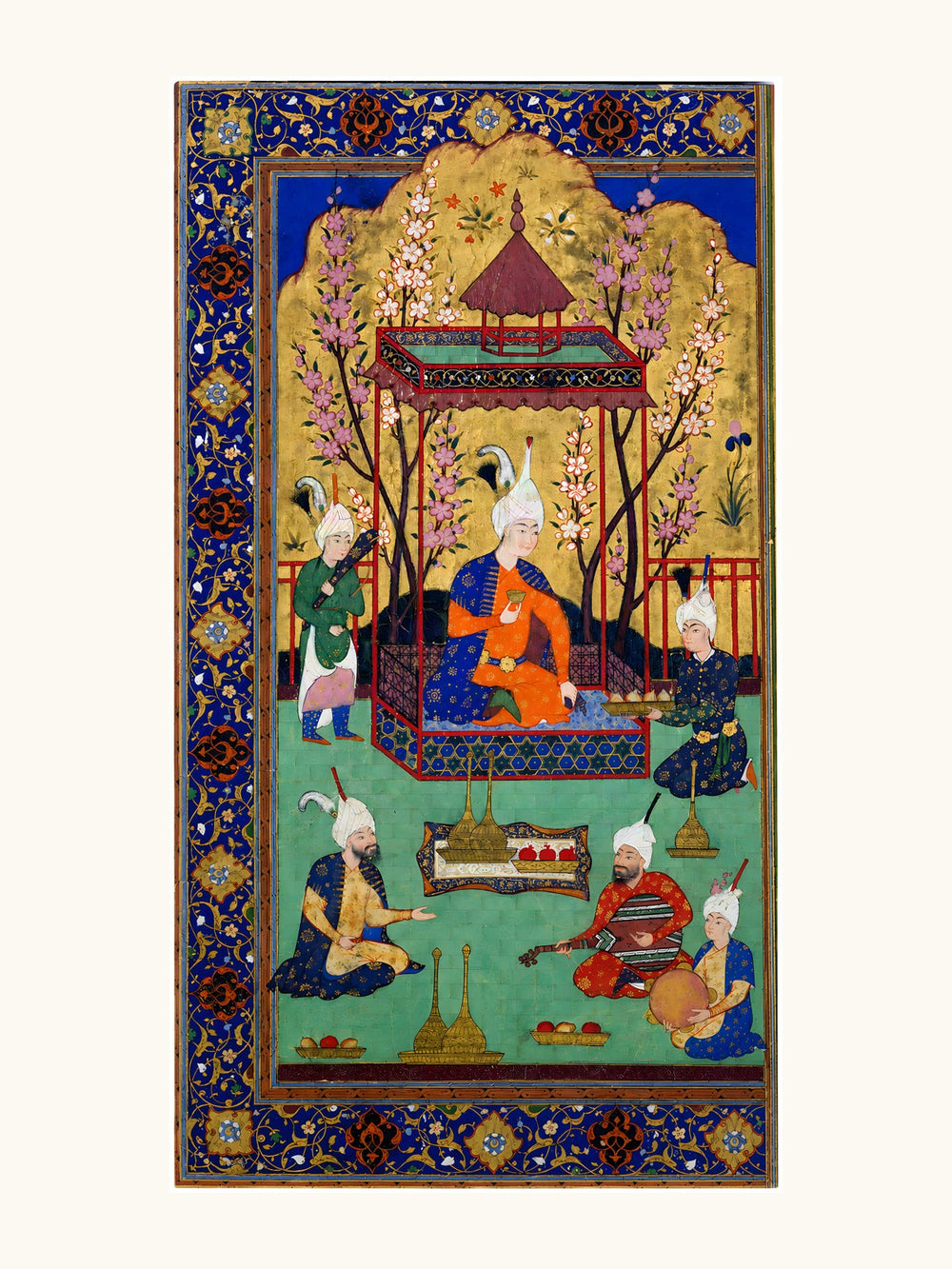 Prince in a Garden Courtyard — Tabriz, 1525 | Restored Persian Wall Art — view 10