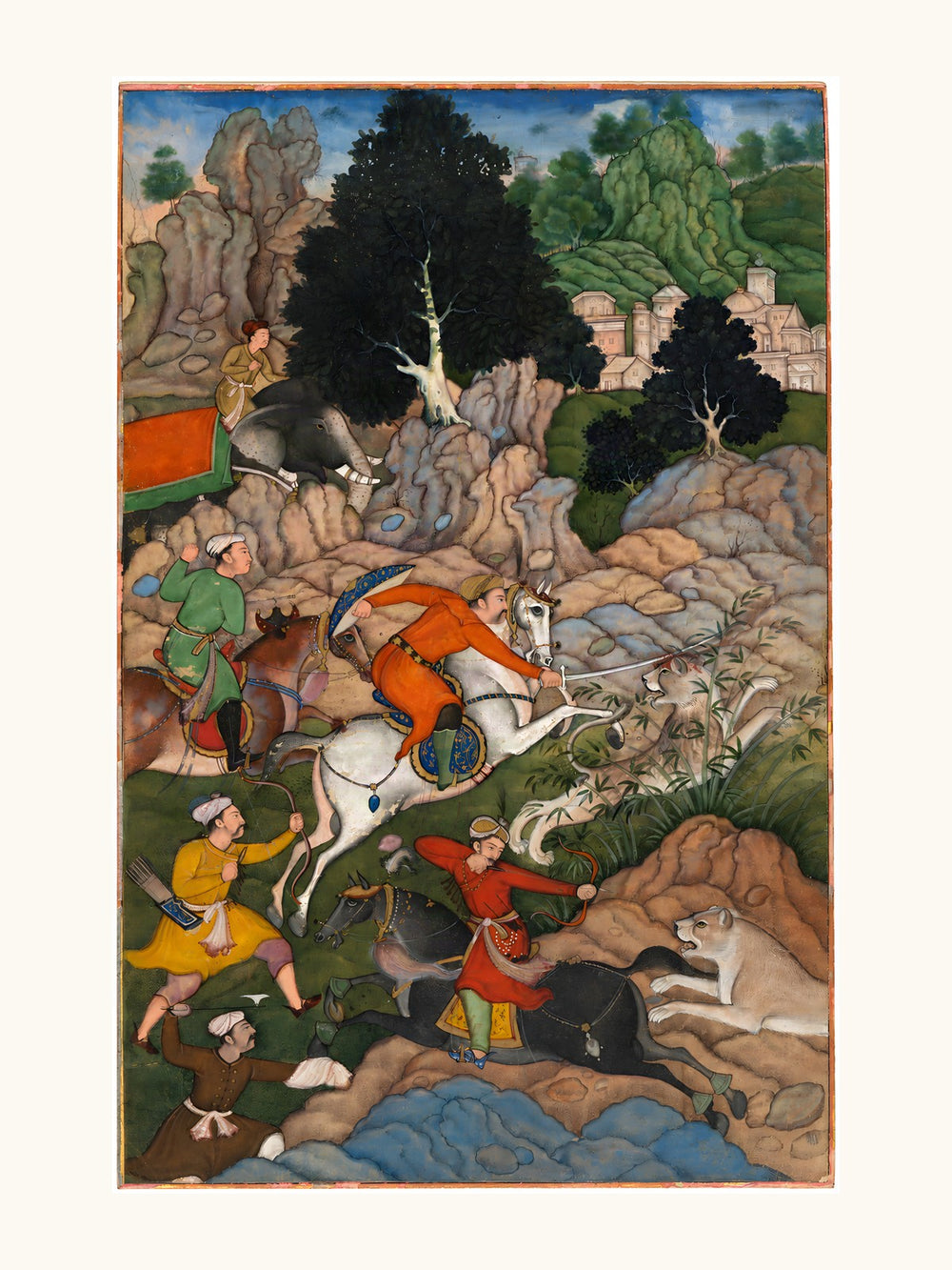 Akbar Hunting — Akbarnama | Restored Mughal Wall Art — view 10
